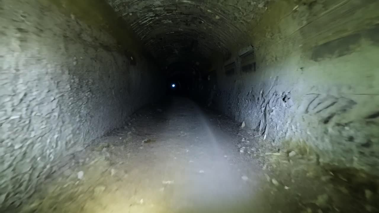 explorando un túnel oscuro y abandonado