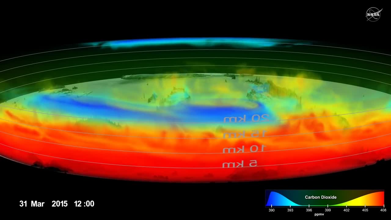 una visualización animada de la nasa desde el espacio de las emisiones de dióxido de carbono en todo el mundo en 2014 1