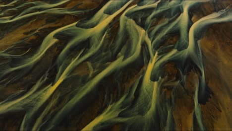 aerial footage of a braided river in south iceland