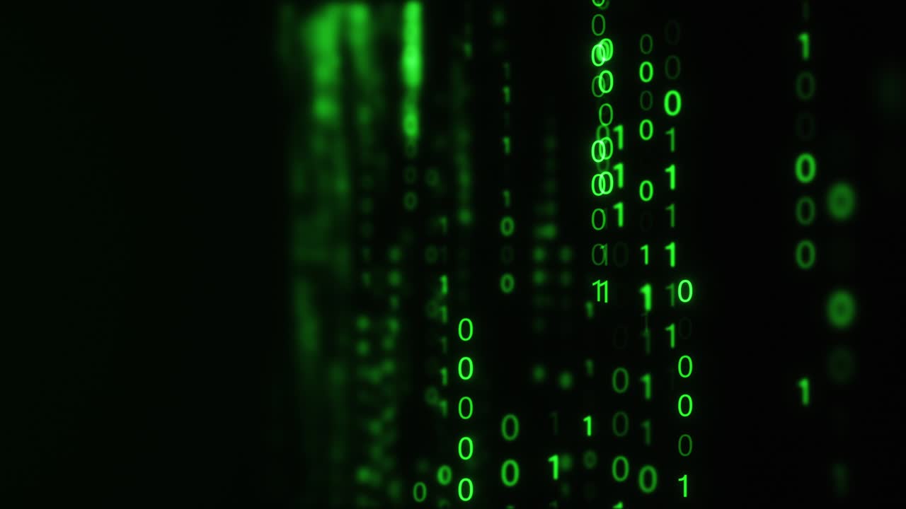 Digital number code green color screen