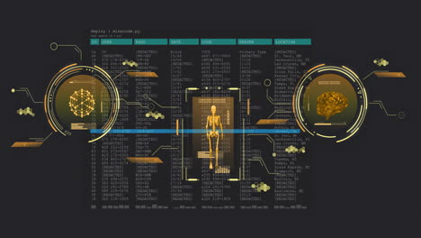 Animation-of-network-of-connections-with-science-data-over-black-background