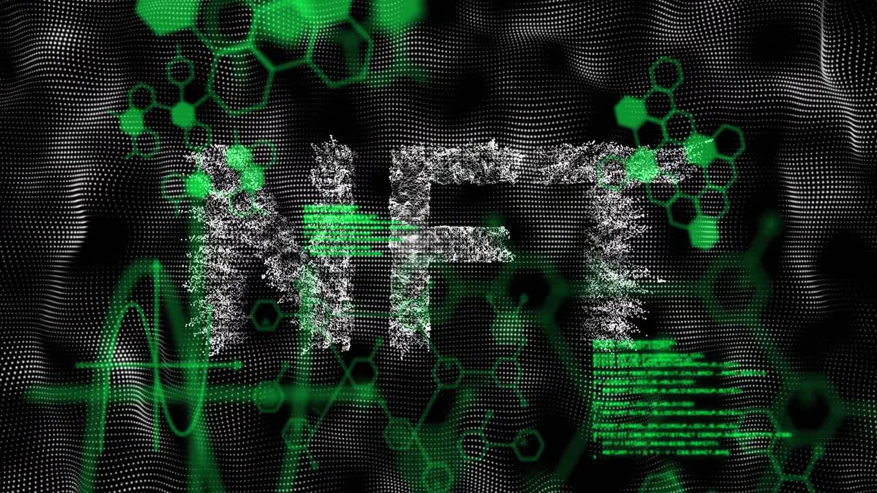 animación del texto nft sobre el procesamiento de datos
