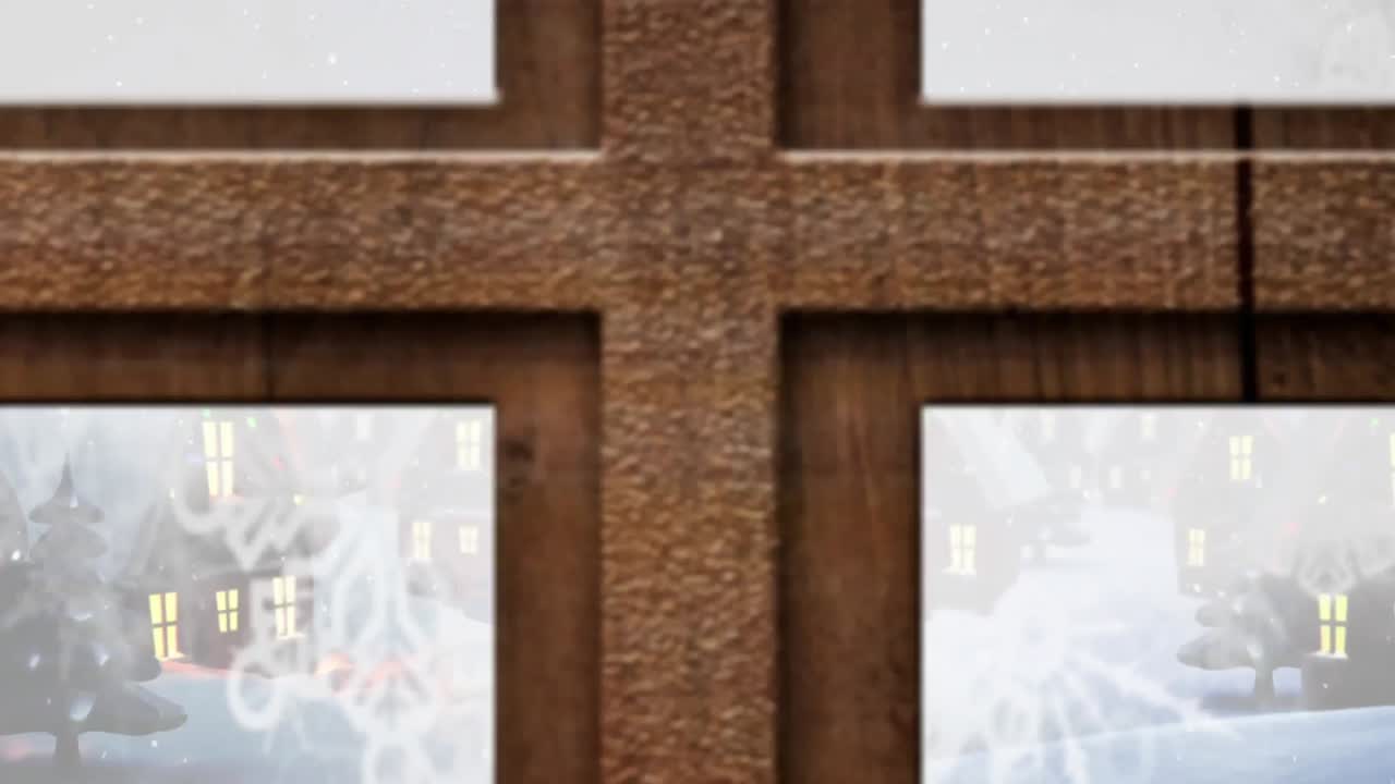 산타클로스 의 실루 ⁇  의 애니메이션 이 사 ⁇  에 의해 당겨지고 있다