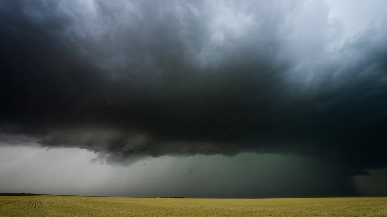 Massive Storm Clouds Over a Wheat Field