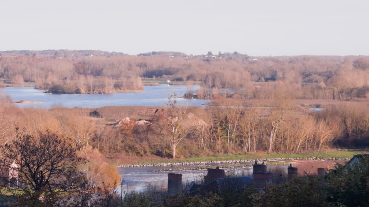 Tranquil river Le Cher view with distant glimpse of Berry Canal, serene nature