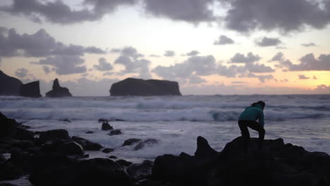 brave girl rising above at sao miguel island azores portugal