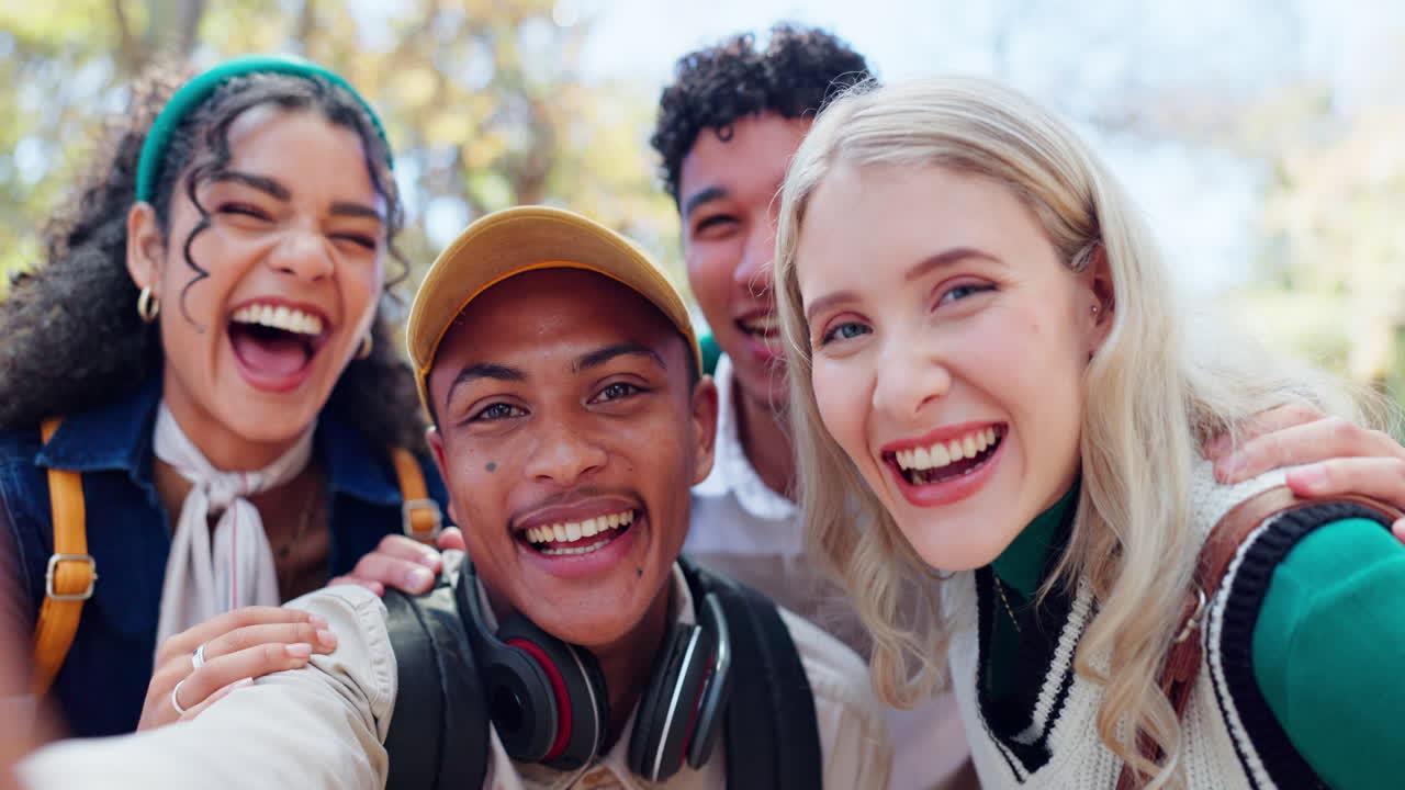 Group of diverse friends laughing together