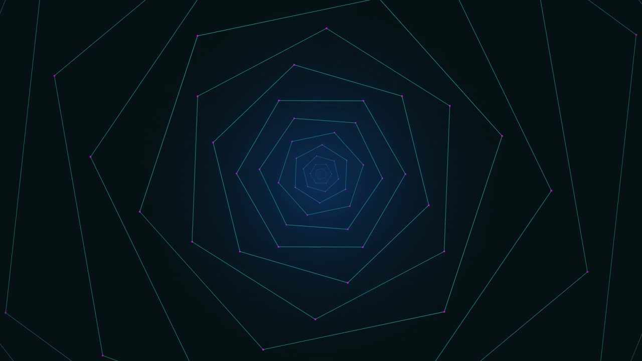 Abstract Geometric Tunnel of Rotating Hexagons