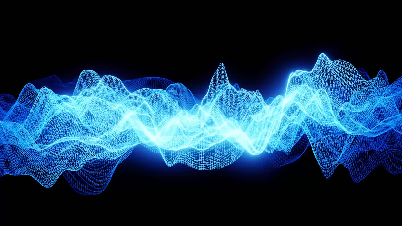 Dynamic Blue Soundwave Visualization on a Dark Background