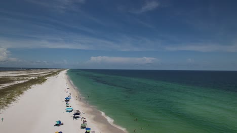 Drone-aerial-view-of-clear-waters-and-beach-of-Florida