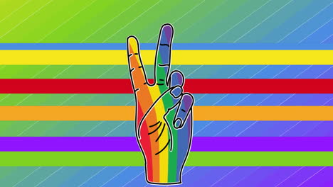 animación del arco iris mano sobre el arco iris