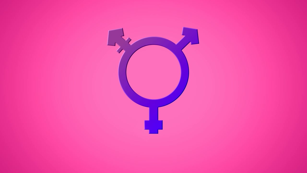 Animazione di simbolo transgender su sfondo rosa