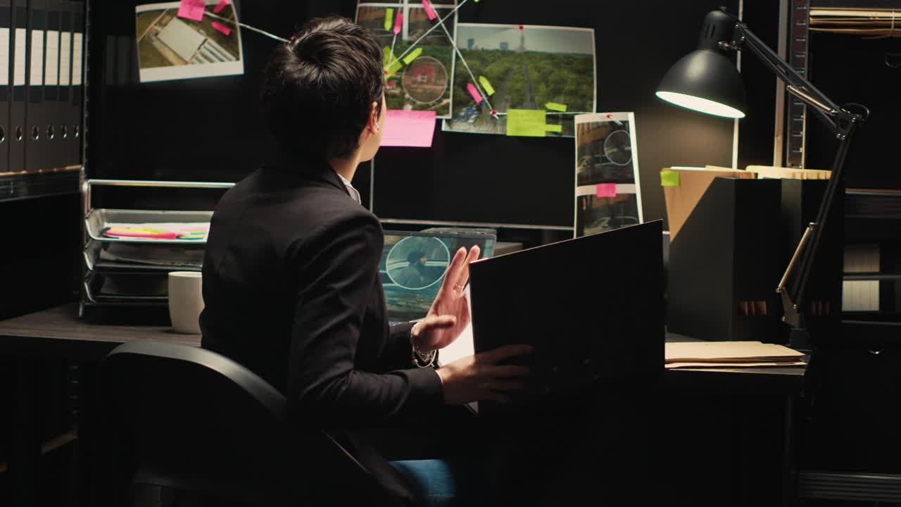 Detective Investigating a Case in Office