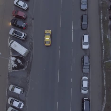taxi drivinf on urban road