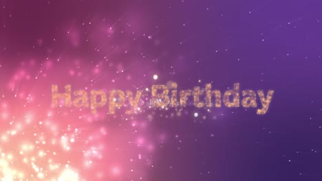 animation of happy birthday text over light spots