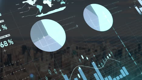 Animation-of-statistical-data-processing-against-aerial-view-of-cityscape