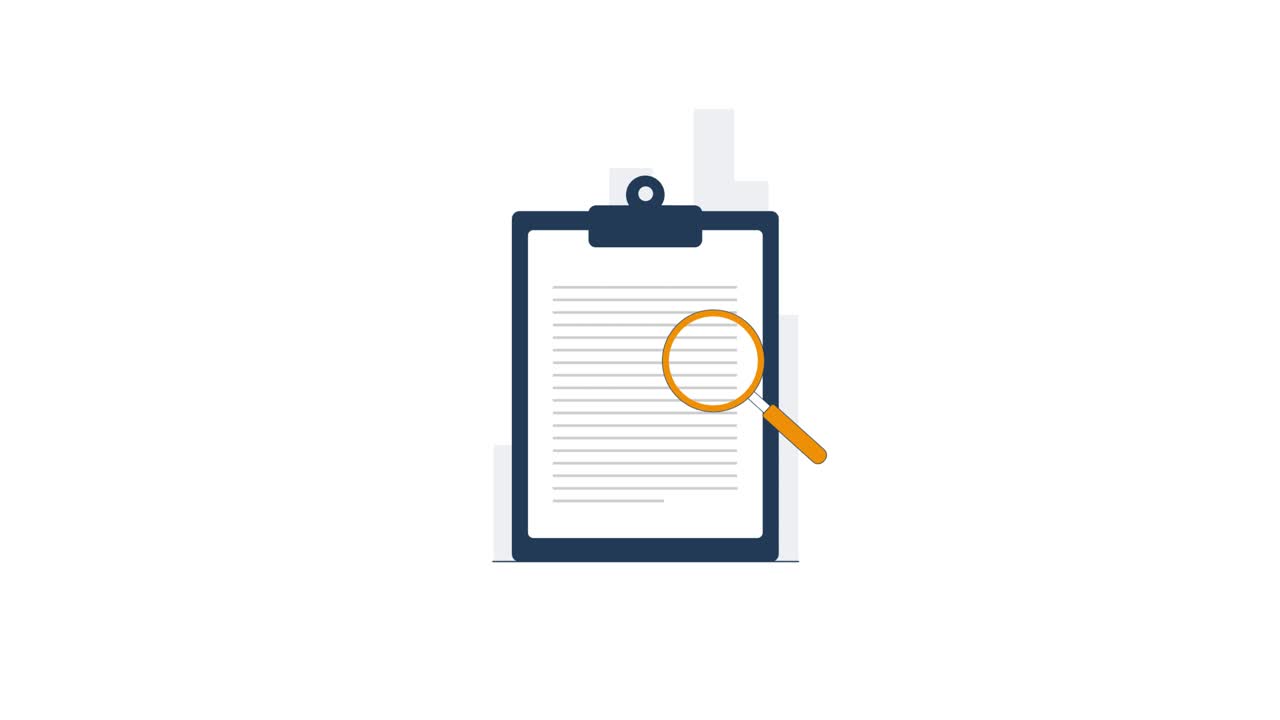 Magnifying Glass Searching Document on Clipboard Animation