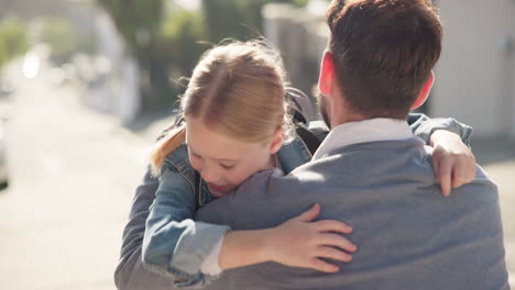 Father,-child-and-running-for-hug-after-school