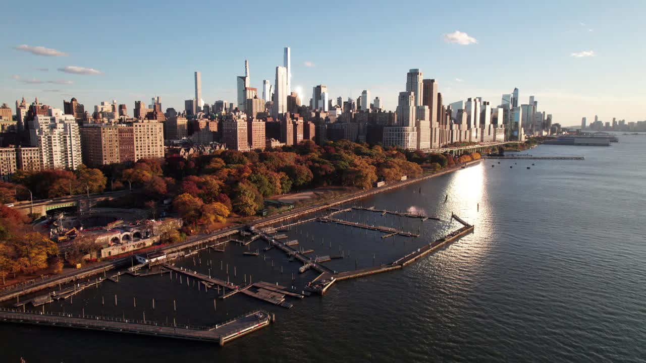 Aerial View of the Upper West Side in New York City During Autumn