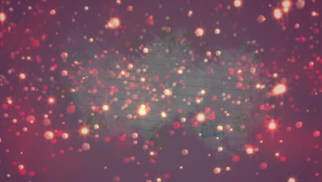 animación de luces navideñas brillantes rojas que se elevan sobre papel alineado en el cuaderno escolar