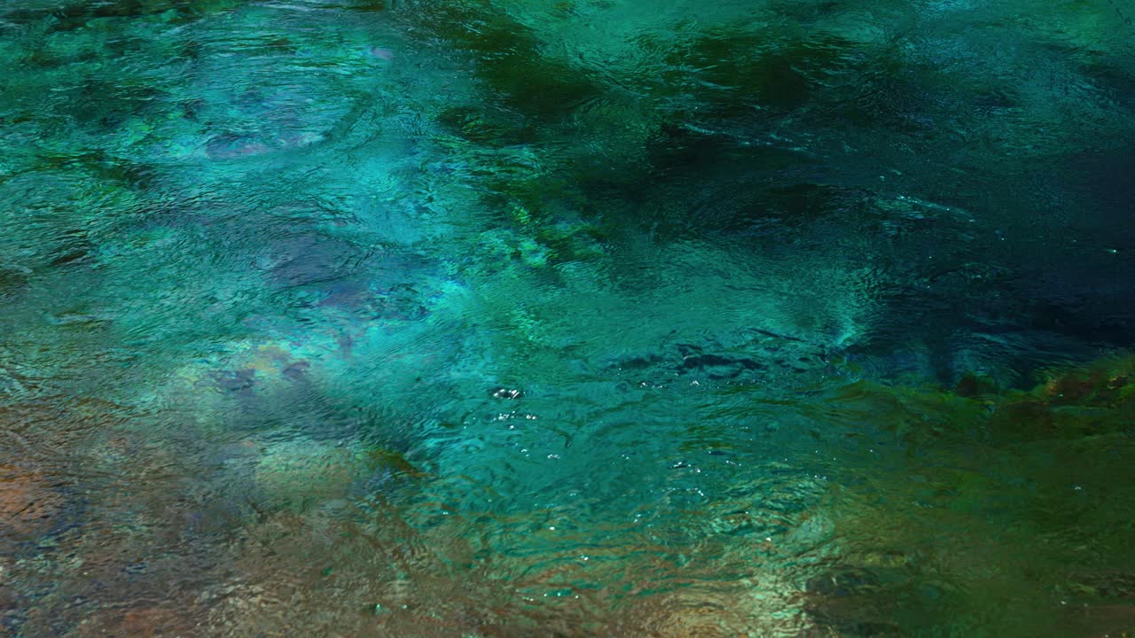 Clear turquoise water, green nature and clear river. Blue Eye, Syri i Kaltër river spring, Albania