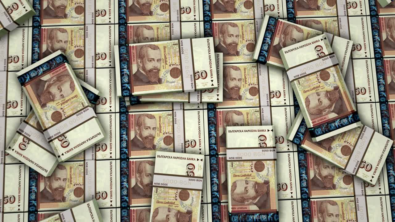 billetes de dinero de leva búlgara envases animación de la superficie