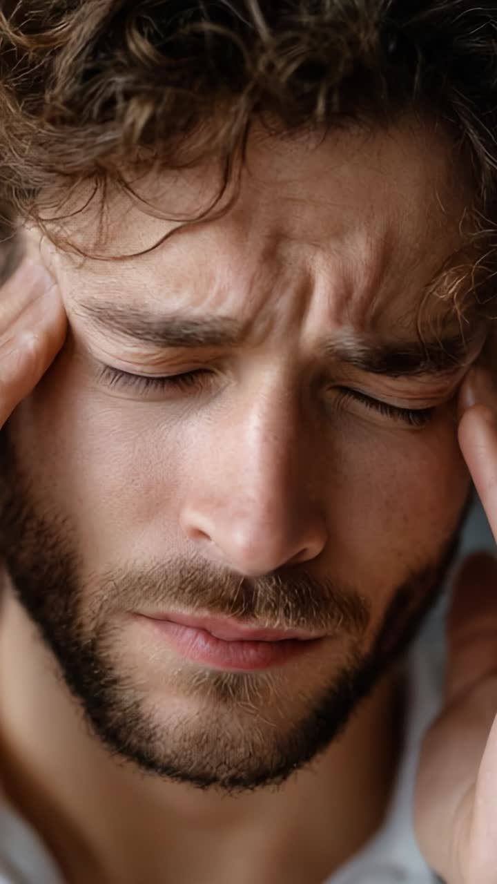 A Frustrated Young Man with a Pained Expression Struggling with Anxiety as He Grips his Head in a Moment of Intense Distress, Highlighting Mental Health Challenges