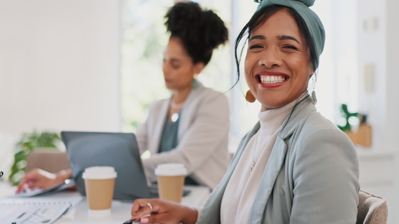 Face, leadership and woman in meeting in office