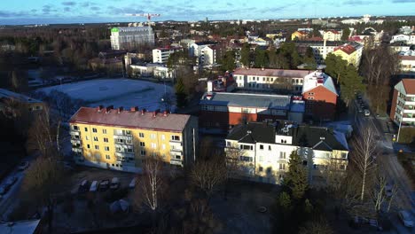 drone footage of beautiful finnish nature during the winter