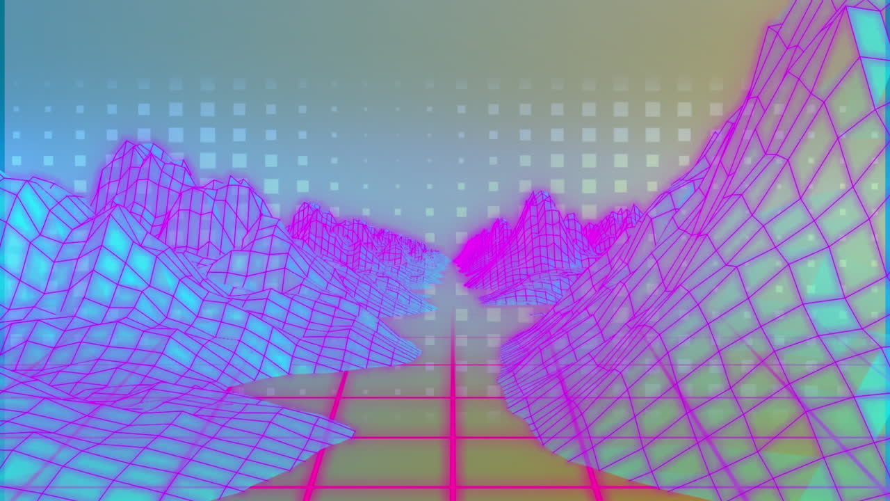 Animation of spots moving over digital mountains