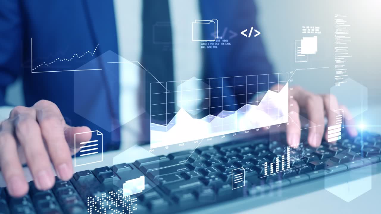 empresario inteligente mano cerca de los datos financieros en el futuro gráfico de acciones, inversor de negocios mercado de la bolsa de valores y criptomoneda datos analíticos tecnología digital