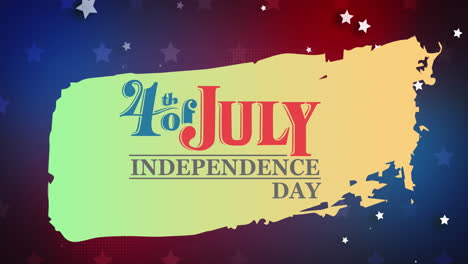 animación del 4 de julio, día de la independencia texto sobre el mapa de américa y las estrellas