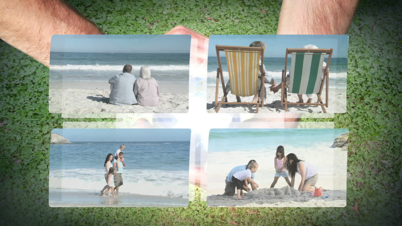 las manos animando a las familias relajando los videos