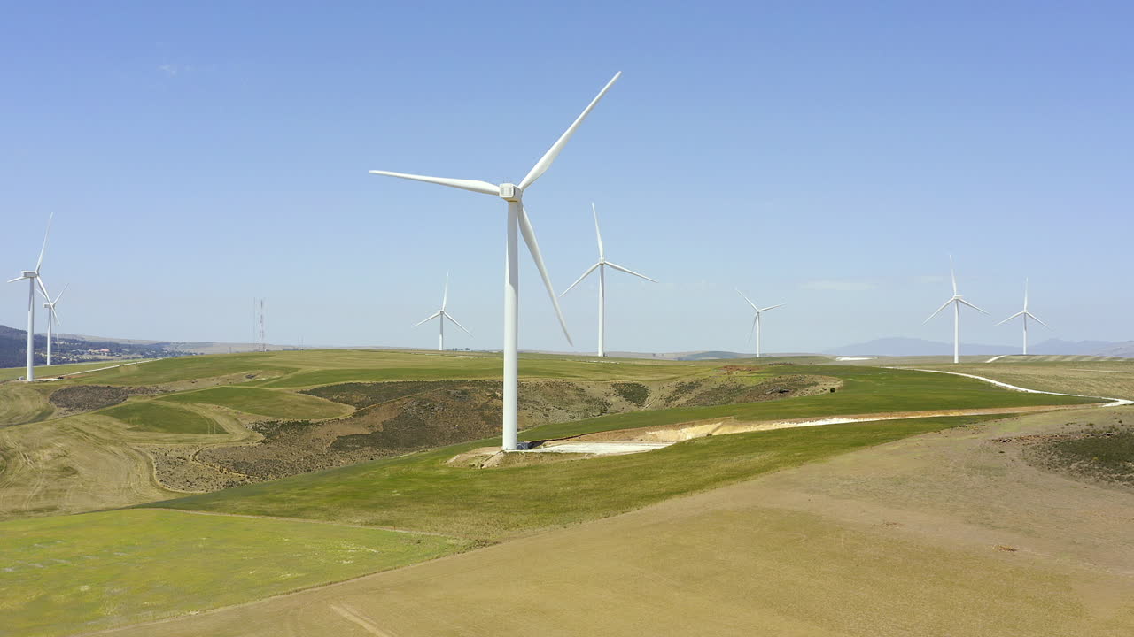 parque eólico en colinas onduladas