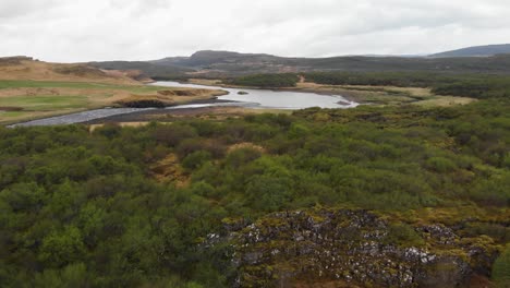 Grabación-Aérea-Sobre-Los-Bosques-Ubicados-Cerca-De-La-Cascada-Glanni-En-Islandia