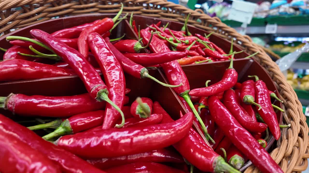 Red Chili Peppers in a Basket