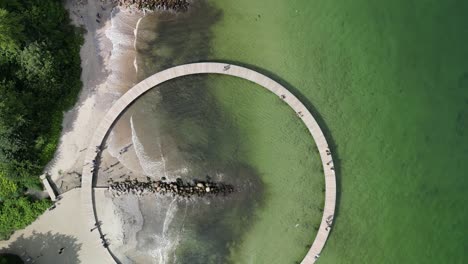 Aerial-Topdown-of-The-Infinite-Bridge,-Aarhus,-Denmark