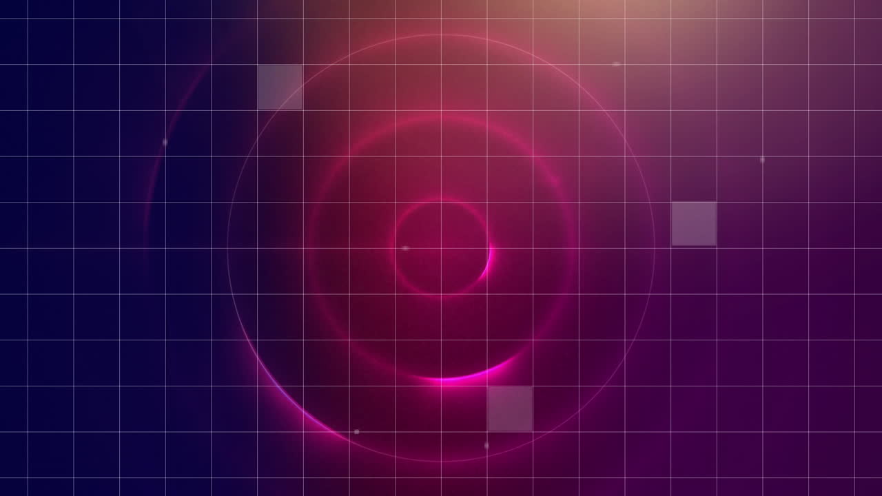 Circle explosion on center of video with grid on background
