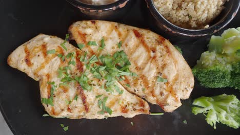 grilled chicken with broccoli and couscous