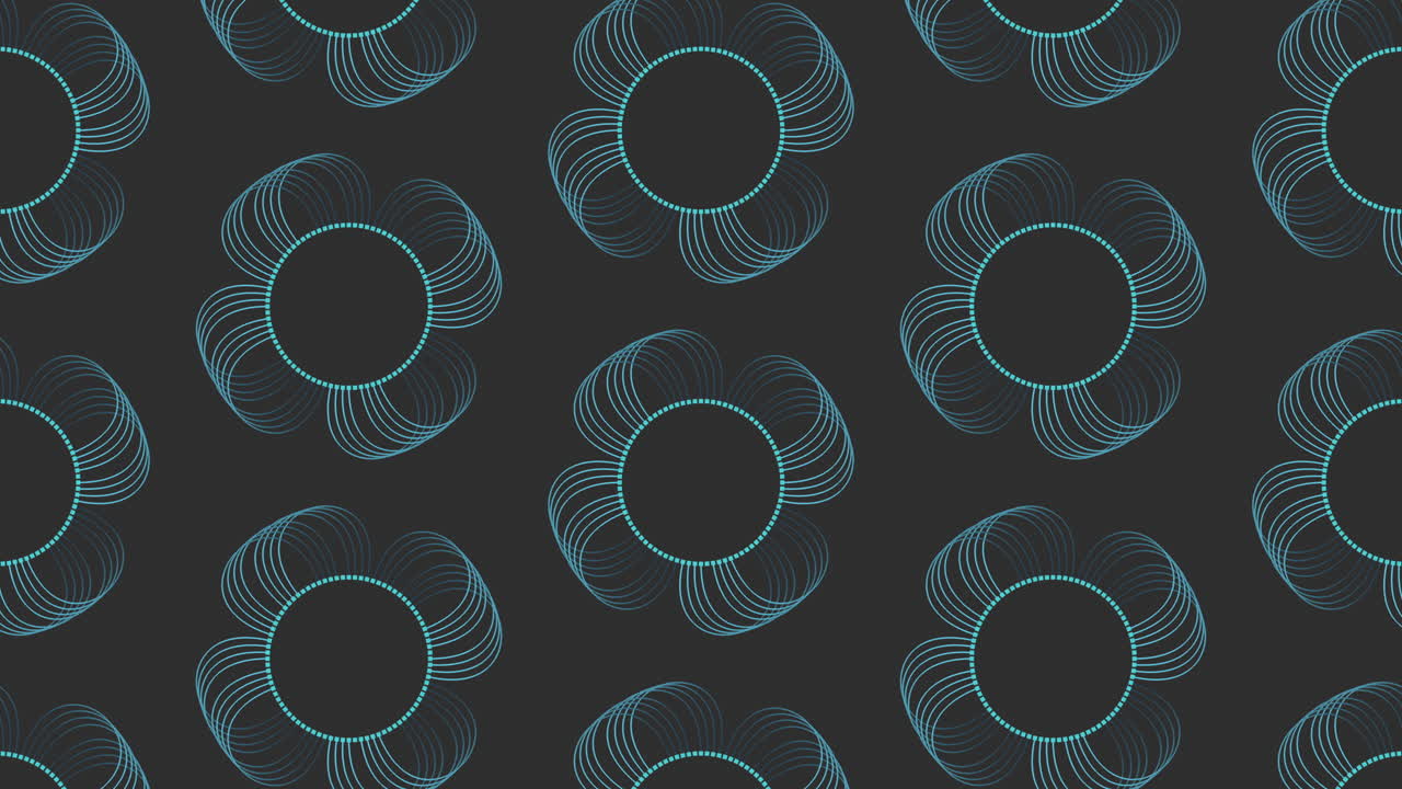 검은 바탕에 대칭하는 파란색과 노란색 원 패턴