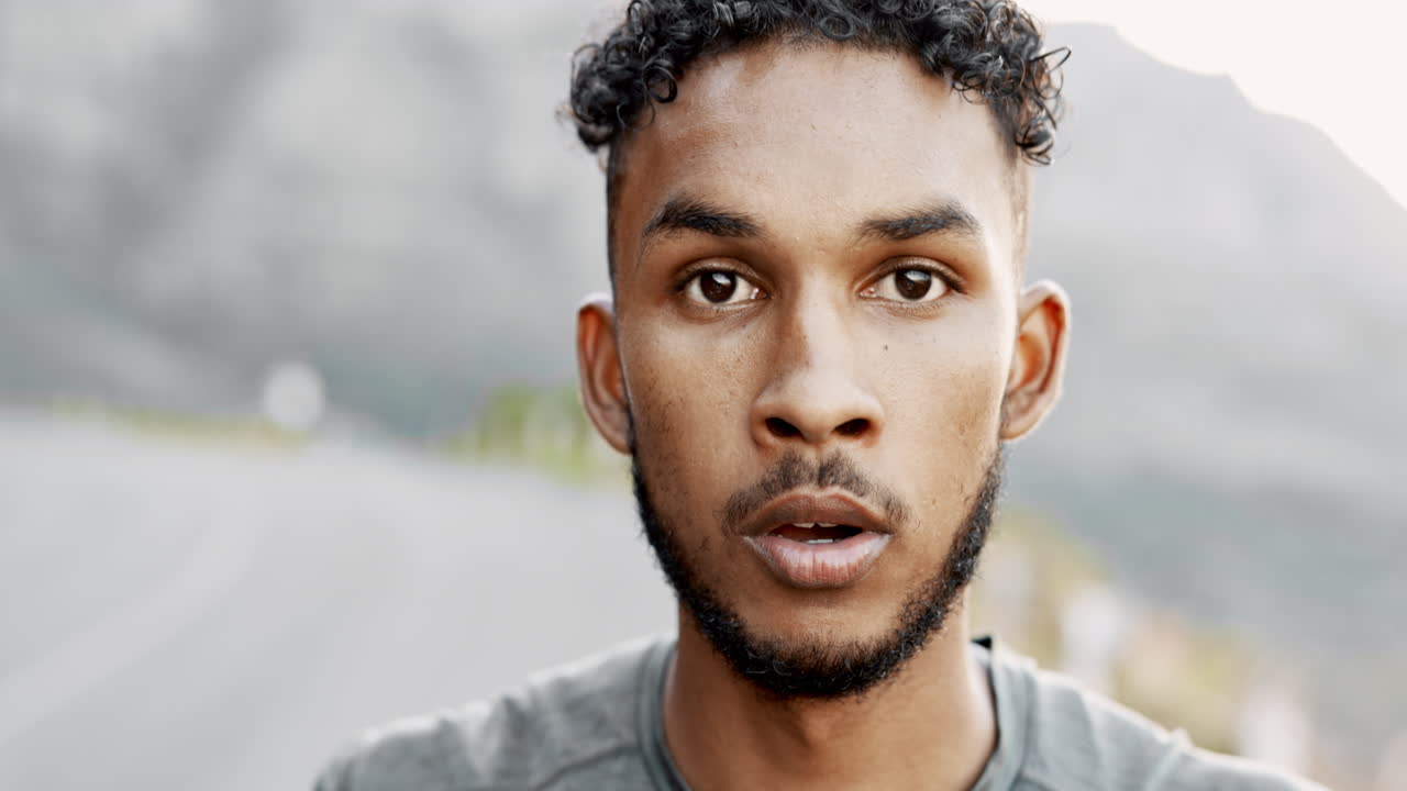 Fitness, breathing and sweating with a black man
