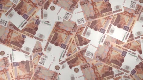 5000 russian ruble bills background. many banknotes.