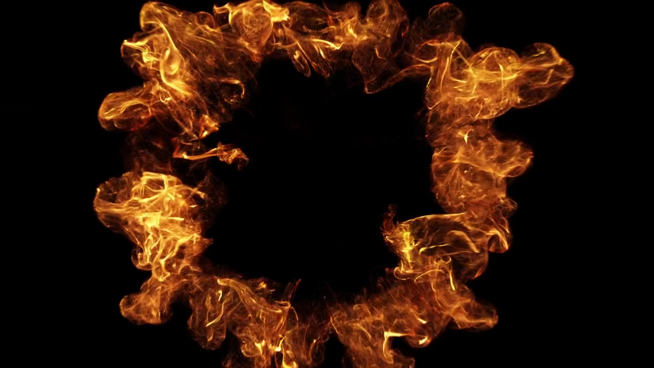 Udvidende ildringseksplosion på sort baggrund