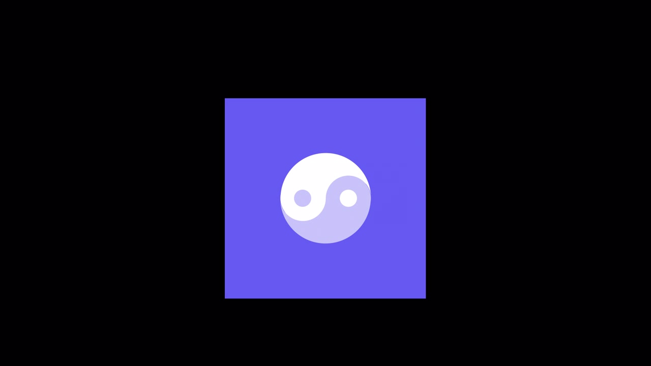 Animated Yin Yang Symbol Rotating on Purple Background