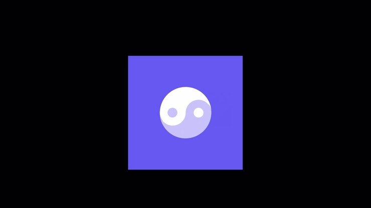 Animated Yin Yang Symbol Rotating on Purple Background
