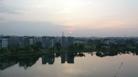 sunrise/sunset over urban landscape