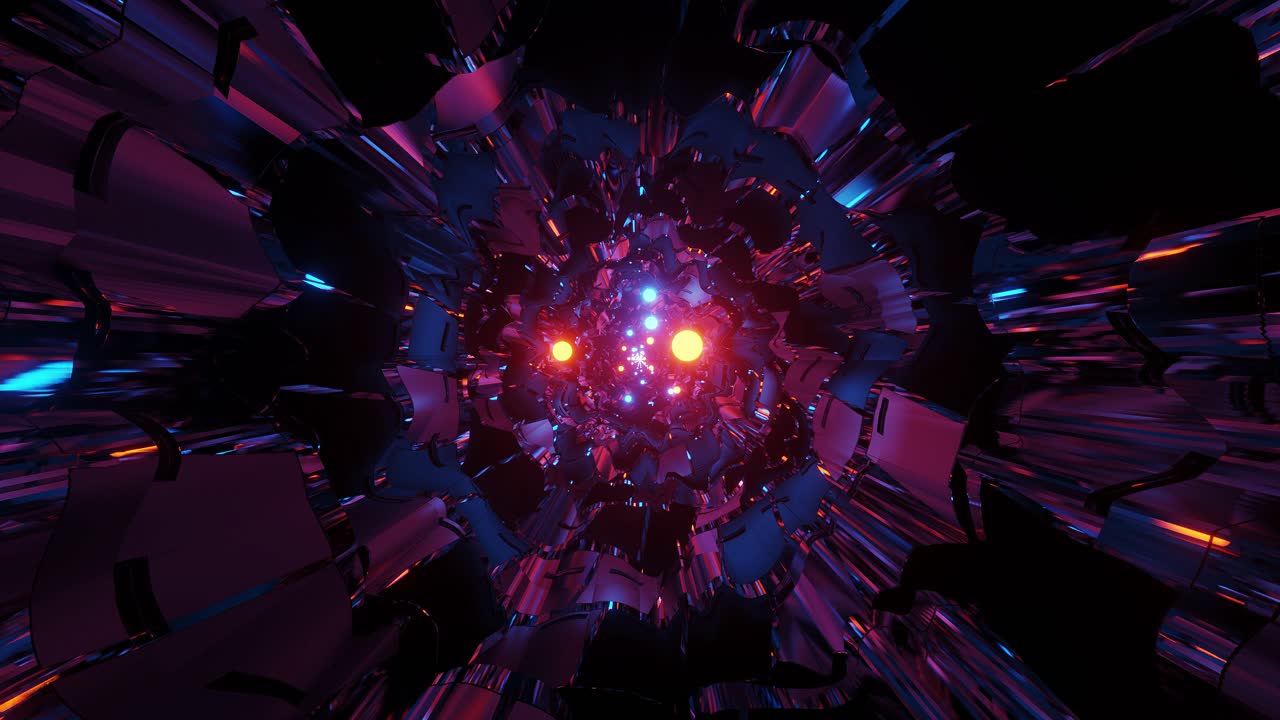 deformación digital abstracta con luz roja y azul brillante, interior de ciencia ficción, corredor futurista vj para títulos tecnológicos y antecedentes