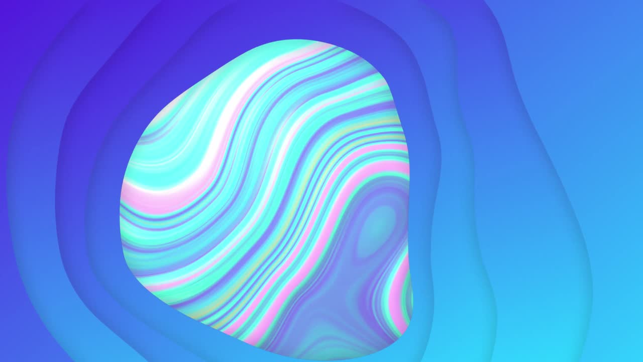 Animation of shapes over moving colourful liquid background