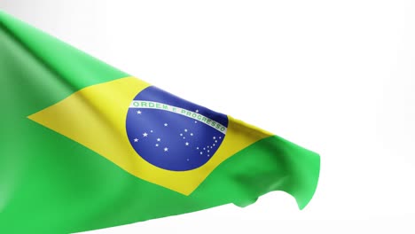 waving flag of brazil against pure white background