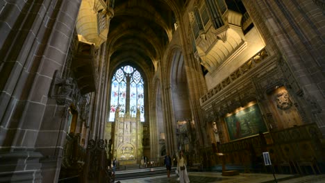 majestic organ pipes reach towards the vaulted ceiling of liverpool anglican cathedral, creating a sense of awe and reverence